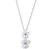 6, 8 & 10Mm 14K Plumeria Lei Slide Pendant With 3 Blue Diamonds