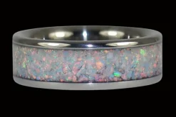 Black Fire And Ice Opal Titanium Ring