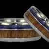 Black Opal And Dark Koa Wood Hawaii Titanium Ring