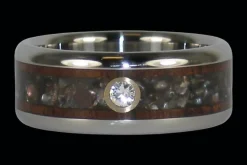 Black Pearl And Koa Diamond Titanium Ring