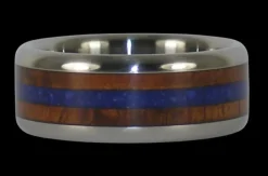 Blue Lapis And Hawaiian Koa Wood Titanium Ring