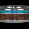 Blue Opal And Hawaiian Koa Titanium Ring