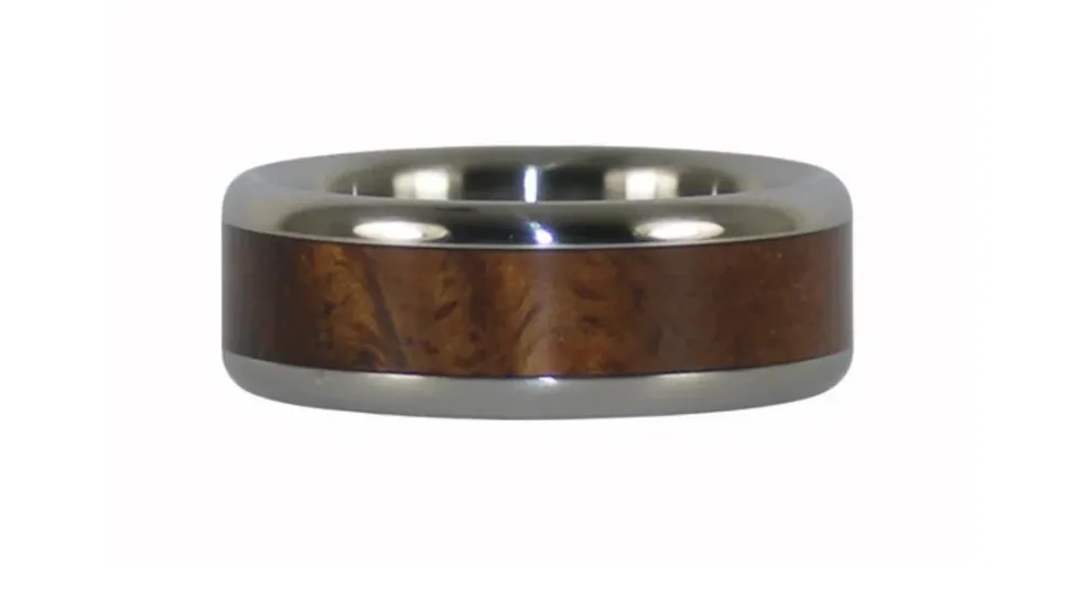 Curly Koa Wood Hawaii Titanium Ring