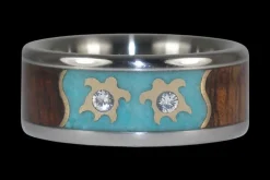 Gold Turtle Diamond Titanium Ring