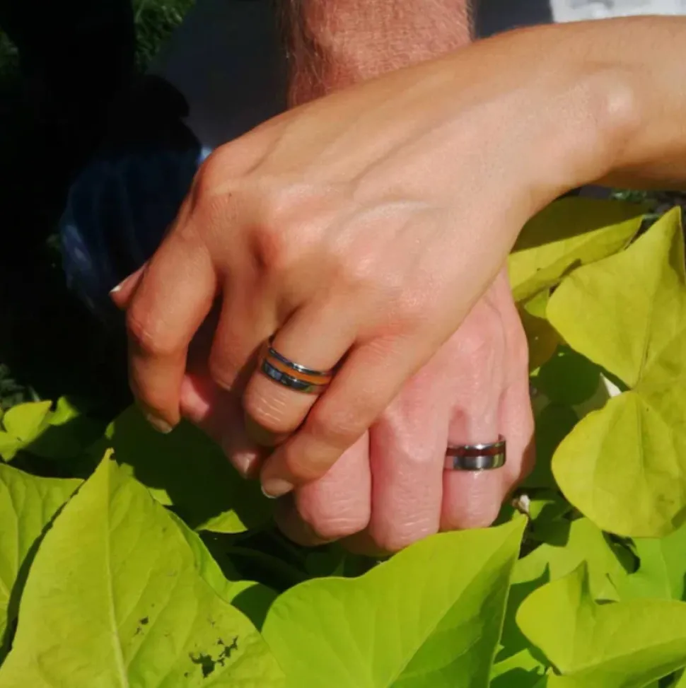 Hawaiian Koa Wood Inlay Titanium Ring