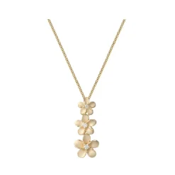 14K 6, 8 & 10Mm Plumeria Lei Slide Pendant With 3 Diamonds