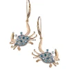 14K Crab Earrings With 22 Blue Diamonds