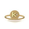 18K Gold Initial Ring W/ Diamond