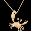 14K 22Mm Crab Pendant With 3 Diamonds