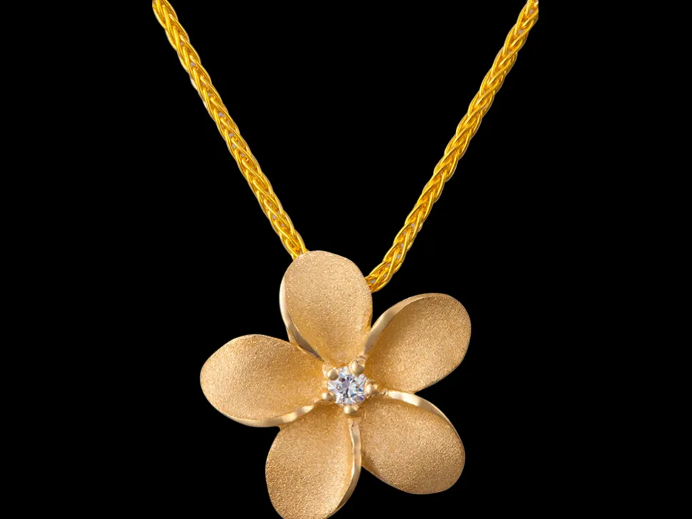 14K 13Mm Diamond Plumeria Slide