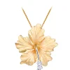 14K 28Mm Hibiscus Pendant With 6 Diamonds And Ruby