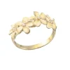 14K 8Mm Plumeria Ring With 4 Diamonds