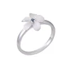 14K 10Mm Plumeria Ring With Blue Diamond