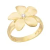 14K 18Mm Plumeria Ring With Diamond