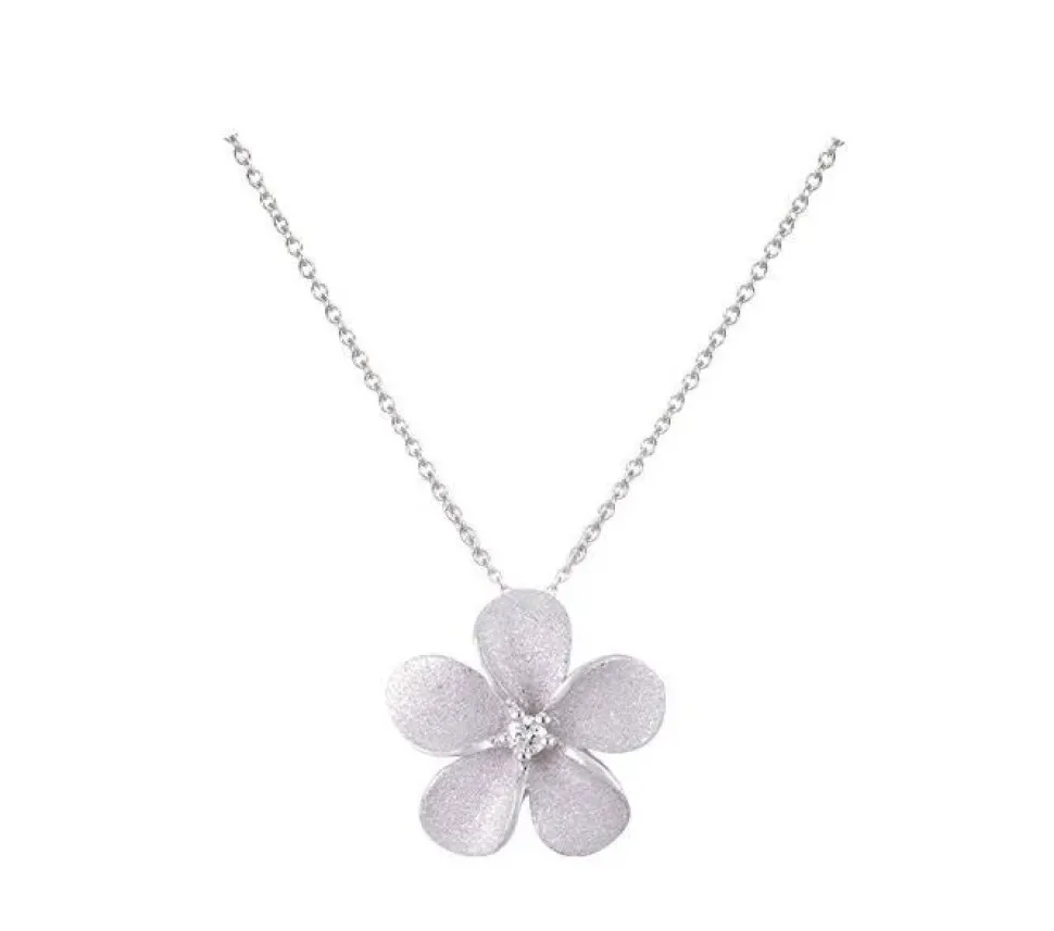14K 15Mm Plumeria Slide With 0.04 Carats Diamond
