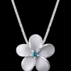 14K 11Mm Plumeria Slide With Blue Diamond