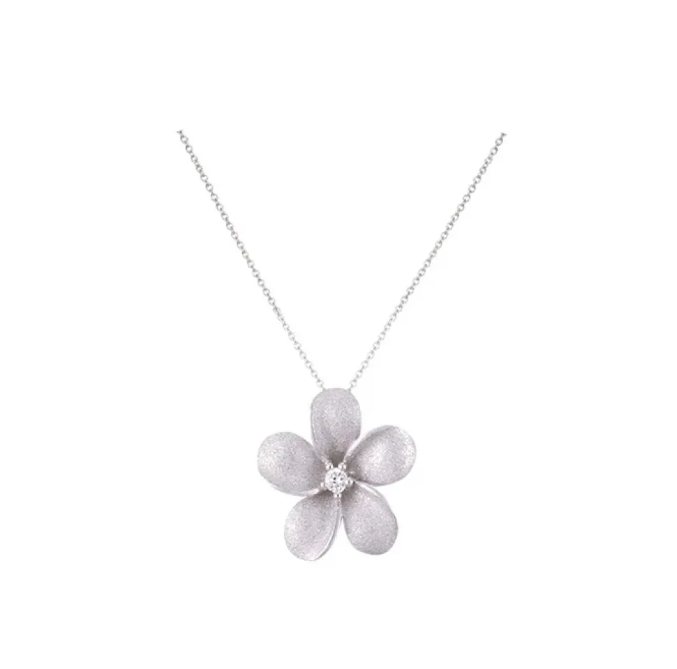 14K 13Mm Plumeria Slide With 0.03 Carats Diamond