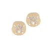 14K 15Mm Sand Dollar Earrings With Diamonds