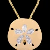 14K 25Mm Sand Dollar Pendant With 12 Diamonds