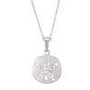 14K 15Mm Sand Dollar Pendant With 5 Diamonds