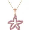 14K 15Mm Starfish Pendant With 39 Pastel Pink Sapphires