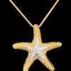14K 22Mm Starfish Pendant With 16 Diamonds