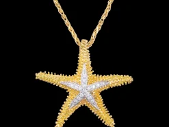 14K 30Mm Starfish Pendant With 16 Diamonds