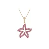 14K 15Mm Starfish Pendant With 39 Hot Pink Sapphires