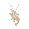 14K 36Mm Whale Pendant "First Breath" With 2 Diamonds