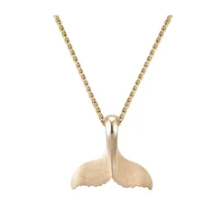 14K 20Mm Whale Saw Tail Pendant