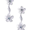 14K Plumeria Lei Earrings With 4 Blue Diamonds