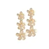 14K Plumeria Lei Earrings With 6 Diamonds