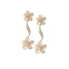 14K Plumeria Lei Earrings With 4 Diamonds