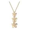 14K Plumeria Lei Slide Pendant With 3 Diamonds
