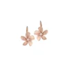14K Rose Gold 11Mm Plumeria Earrings With 2 Diamonds
