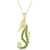 14K Single Sea Horse Pendant With Diamond And 22 Tsavorites