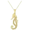14K Single Sea Horse Pendant With Diamond And 22 Yellow Sapphires