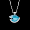 14K Small White Gold Wave Pendant With Diamond