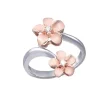 14K 2/Tone 8 & 11Mm "Hang 5" Plumeria Ring With 2 Diamonds