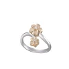 14K 2/Tone 6 & 8Mm "Hang 5" Plumeria Ring With 2 Diamonds