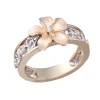 14K 2/Tone Chandelier Plumeria Ring With 7 Diamonds