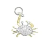 14K 2/Tone Crab Charm With 26 Diamonds