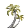 14K 2/Tone Double Palm Tree Pendant With 36 Diamonds