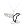 14K 2/Tone Hummingbird Pendant With Diamond And 27 Blue Sapphires