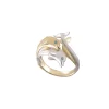 14K 2/Tone 20Mm "Jumping Couple" Dolphin Ring