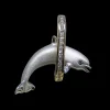 14K 2/Tone 28Mm "Jumping Loop" Dolphin Pendant With 16 Diamonds