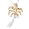 14K 2/Tone 20Mm Palm Tree Pendant