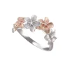 14K 2/Tone 8Mm Plumeria Ring With 4 Diamonds