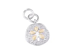 14K 2/Tone 12Mm Sand Dollar Charm With 29 Diamonds