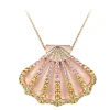 14K 2/Tone 30Mm Shell Pendant With 78 Colored Sapphires